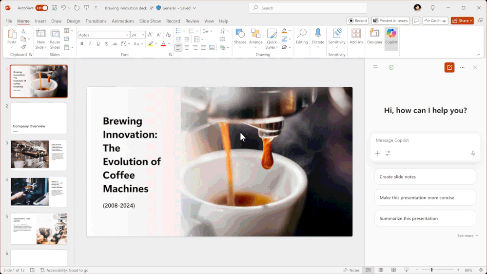 Using Copilot Chat in PowerPoint to write potential audience questions that might be asked based on the presentation.